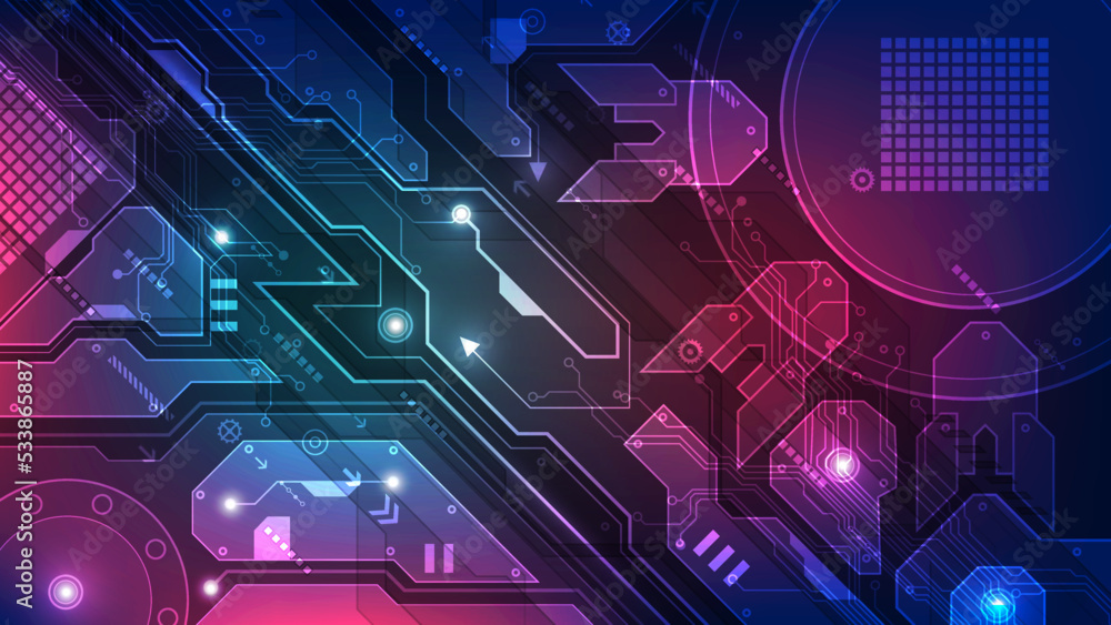 Aufkleber circuit board vector background. innovation techonlogy motherboard computer in future concept. illus