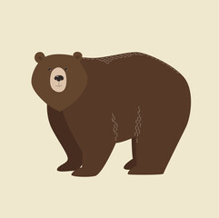 Cartoon bear. Minimalistic illustration. Emblem. Icon. Forest animal. Grizzly. Animal of North America - 533866098