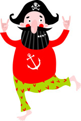 Good pirate having fun. Cartoon character. Fairy tale character. Sea rover. Dear pirate. pirate Party