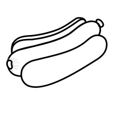 Hotdog sausage colouring on white background