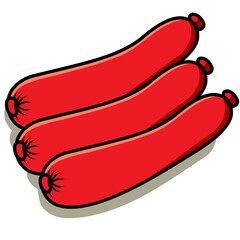 beef sausage delicious on white backgreound