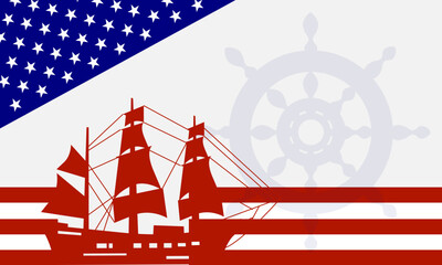 Background of columbus day vector with sailboat elements, suitable for use on themes