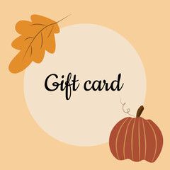 Gift greetings card with minimalistic design and autumn mood