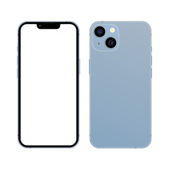 Realistic isolated blue smartphone mockup vector. Layout for web pages, social networks. White screen. Isolated vector illustration