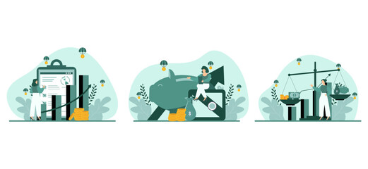 Finance Flat Bundle with People Illustration