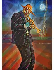 Cubist Trumpet Musician