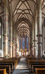 Magnificent view of the nave towards the high altar with cross ribs inside the famous Roman...