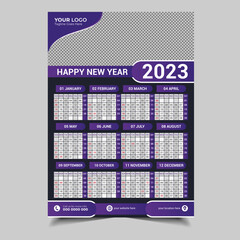 Calendar 2023 For Editable Illustration Design Template Vector. 2023 Calendar design Planner vector Template.