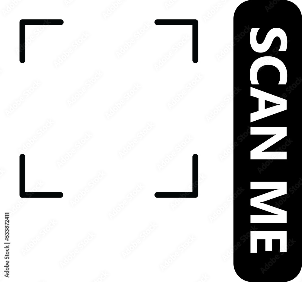 Aufkleber scan me qr code template. qr code frame illustration for mobile apps, payment apps and more.