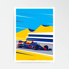 Plaid avec motif F1 Formula car. F1 season. The best tour. Car illustration. Poster design.