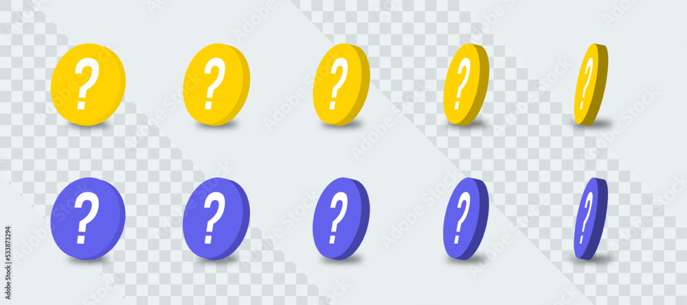 Poster 3d question mark collection in different side. ask signs vector illustration.