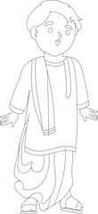 Vector graphic illustration. Indian Bengali man. Individually on a white background.