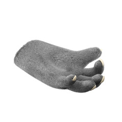 3d furry wolf hands in plastic cartoon style. Holding fingers gesture. Werewolf monster Halloween character palms. High quality isolated render