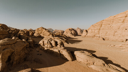 Fototapeta na wymiar Aerial view of at in the desert