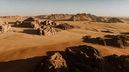 Fototapeta na wymiar Aerial view of at in the desert