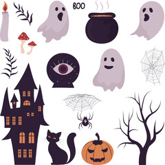 set of halloween elements