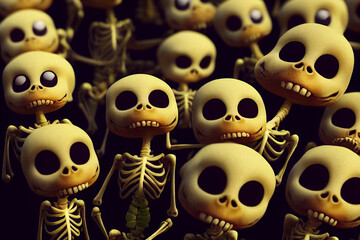 Cute Halloween skeletons, digital illustration