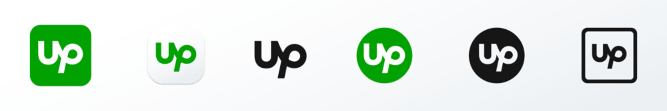 Upwork logotype with shadow. Upwork buttons set. Editorial illustration. Vinnitsa, Ukraine - September 28, 2022