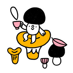 Cute mushroom character, vector illustration