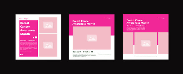 Social media post template for Breast cancer awareness month.