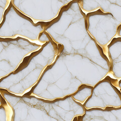 Realistic white and gold marble texture. Seamless repeat pattern for poster, greeting cards, headers, baner, website. 