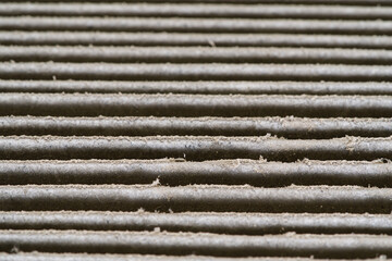 HVAC filter needs to be replaced, Dirty old filter with dust. Dirty Air filter for home central air conditioning system.