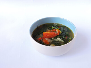 Soup with vegetables. Water spinach soup. 