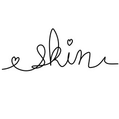 Skin words hand drawn.doodle line concept.
