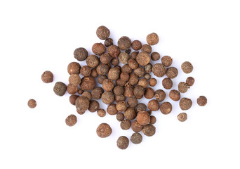 Heap of black peppercorns isolated on white background with clipping path	