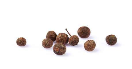 Heap of black peppercorns isolated on white background with clipping path	 - obrazy, fototapety, plakaty