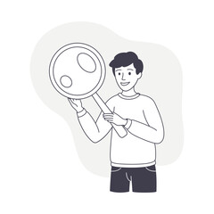 Man Character with Magnifying Glass Looking in Future Observing Vector Illustration