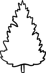simplicity pine tree freehand drawing flat design.