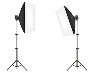 softbox with flash on tripod for a photo studio vector illustration