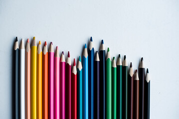 color pencils on white background