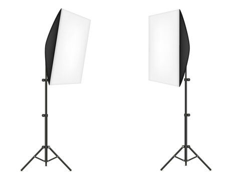 softbox with flash on tripod for a photo studio vector illustration