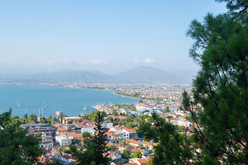 Obraz premium fethiye forests .Fethiye is the most beautiful holiday region of Turkey. Fethiye bays. Boats moored in the bays. 