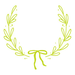Hand drawn laurel wreath frame with ribbon illustration