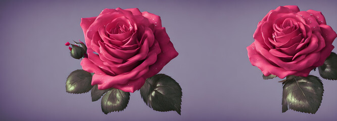 Colorful flower bouquet from red roses for use as background. Banner size.3d