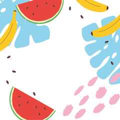Tropical fruit frame illustration