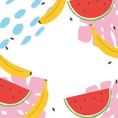 Tropical fruit frame illustration