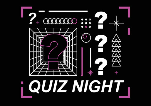 Quiz night announcement poster design web banner background vector illustration. Pub quiz held in a pub or bar, night club. Modern pub team game. Questions game