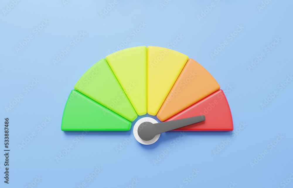 Poster speedometer icon cartoon minimal arrow point scale speed low status power red. performance, pointer 
