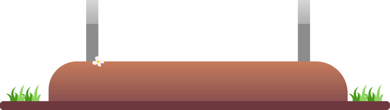 recommend clip art: Moslem islamic grave with a rather high pile of soil with two tombstones and a flower