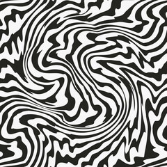 Monochrome psychedelic curved lines. Seamless texture