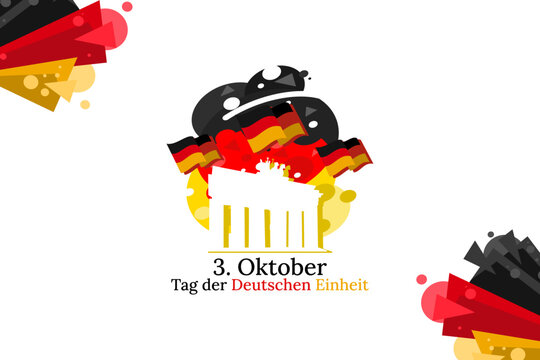 Translation: October 3, German Unity Day, vector illustration.  Suitable for greeting card, poster and banner.