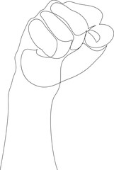 Continuous one line drawing of fist hand. Vector illustration.