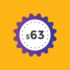 Monthly 63 Dollar price tag or sticker. sixty three sales tag. shopping promotion marketing concept. sale promotion Price Sticker Design
