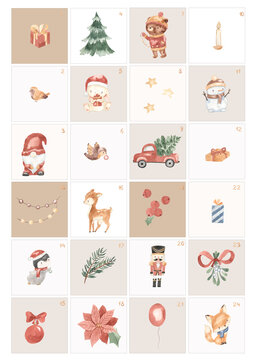 Advent calendar with cute baby animals
