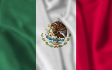 Mexico flag waving with the wind, Illustration.