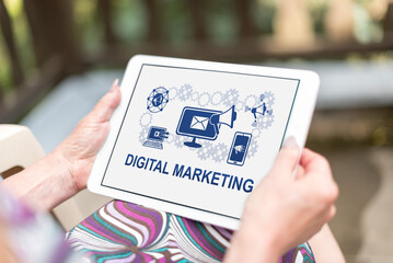 Digital marketing concept on a tablet